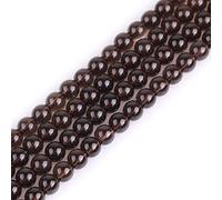 Gem-Inside Perles rondes naturelles en quartz fumé foncé de 6 mm pour fabrication de bijoux - Fil de 38,1 cm