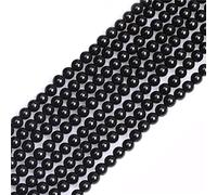 Gem-Inside Perles rondes naturelles en tourmaline noire de 4 mm pour fabrication de bijoux - Fil de 38,1 cm