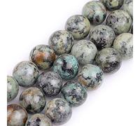 Gem-Inside Perles rondes naturelles en turquoise africaine bleue naturelle de 12 mm pour fabrication de bijoux - Fil de 38,1 cm