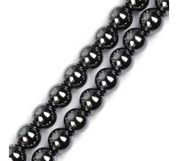 Gem-Inside Perles rondes naturelles - Hématite noire de 12 mm pour fabrication de bijoux, 38,1 cm