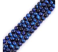 Gem-Inside Perles rondes naturelles, œil de tigre, lapis bleu, 8 mm, pour fabrication de bijoux, 38,1 cm