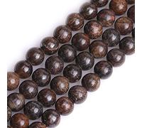 GEM-Inside Perles rondes semi-précieuses en bronze naturel de 2 mm avec gros trou de 8 mm pour la fabrication de bijoux, bracelets, colliers, loisirs créatifs, 38,1 cm