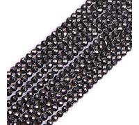 Gem-Inside Perles rondes semi-précieuses naturelles en hématite noire magnétique de 3 mm pour la fabrication de bijoux Fil de perles de 38,1 cm pour loisirs créatifs