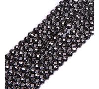 Gem-Inside Perles rondes semi-précieuses naturelles en hématite noire magnétique de 4 mm pour la fabrication de bijoux Fil de perles de 38,1 cm pour loisirs créatifs