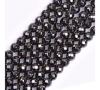 Gem-Inside Perles rondes semi-précieuses naturelles en hématite noire magnétique de 6 mm pour la fabrication de bijoux Fil de perles de 38,1 cm pour loisirs créatifs