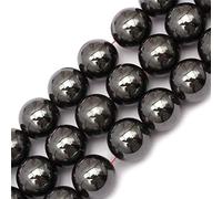 GEM-Inside - Perles rondes semi-précieuses naturelles - Hématite noire magnétique - pour fabrication de bijoux, 38 cm x 16 mm