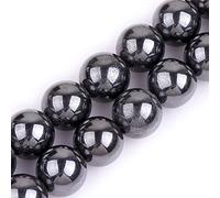 GEM-Inside - Perles rondes semi-précieuses naturelles - Hématite noire magnétique - pour fabrication de bijoux, 38 cm x 14 mm