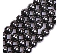 GEM-Inside - Perles rondes semi-précieuses naturelles - Hématite noire magnétique - pour fabrication de bijoux, 38 cm x 10 mm