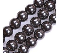 GEM-Inside - Perles rondes semi-précieuses naturelles - Hématite noire non magnétique - pour fabrication de bijoux, 38 cm x 16 mm