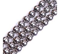 GEM-Inside - Perles rondes semi-précieuses naturelles - Hématite non magnétique avec revêtement métallique argenté - pour fabrication de bijoux, 38 cm x 12 mm