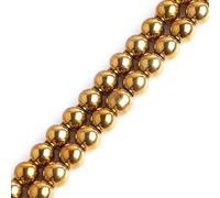 GEM-Inside - Perles rondes semi-précieuses naturelles - Hématite non magnétique avec revêtement métallique doré - pour fabrication de bijoux, 38 cm x 6 mm