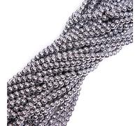 GEM-Inside - Perles rondes semi-précieuses naturelles - Hématite non magnétique avec revêtement métallique argenté - pour fabrication de bijoux, 38 cm x 3 mm