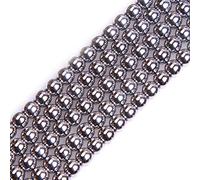 GEM-Inside - Perles rondes semi-précieuses naturelles - Hématite non magnétique avec revêtement métallique argenté - pour fabrication de bijoux, 38 cm x 4 mm