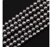 GEM-Inside - Perles rondes semi-précieuses naturelles - Hématite non magnétique avec revêtement métallique argenté - pour fabrication de bijoux, 38 cm x 8 mm
