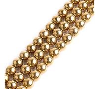 GEM-Inside - Perles rondes semi-précieuses naturelles - Hématite non magnétique avec revêtement métallique doré - pour fabrication de bijoux, 38 cm x 10 mm