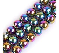 GEM-Inside - Perles rondes semi-précieuses naturelles - Hématite non magnétique avec revêtement métallique multicolore - pour fabrication de bijoux, 38 cm x 8 mm