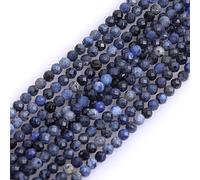 Gem-Inside Petites perles rondes à facettes en Dumortiérite naturelle de 3 mm Perles détachées semi-précieuses pour fabrication de bijoux Fil de 38,1 cm