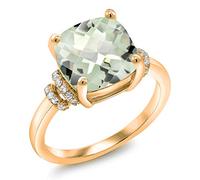 Gem Stone King Bague avec pierre de naissance de 3 à 5 carats pour femme | Argent plaqué or jaune 18 carats | Coussin de 10 mm | Bague de fiançailles | Taille 5-9, Center Stone: 10 mm, Small Stones: 1