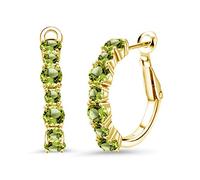 Gem Stone King Boucles d'oreilles créoles avec pierre de naissance en argent plaqué or jaune 18 carats | Rond 4 mm et 3 mm | Fermoirs à levier | Cadeaux de bijoux fins pour femme, maman, épouse, elle
