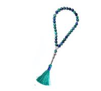 Gemaltic Chapelet de Guérison en Cristaux Tasbeeh 33 Perles, 8mm, Perles de Prière en Pierres Naturelles pour Méditation, Guérison Spirituelle et Prière Islamique (Azurite)