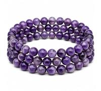 Gemaltic Healing Crystal Wrap Bracelet Collier - Perles de 8 mm - 63,5 cm (African Amethyst)