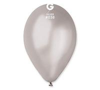 GEMAR Pack de 100 Ballons en Latex Ronds Argent métallisé 10"/25 cm