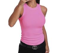 GEMBERA Débardeur ajusté sans manches à dos nageur et col montant en coton côtelé pour femme, Taille XL