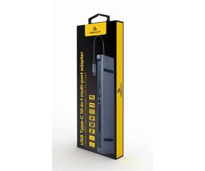 Gembird A-CM-COMBO10-01 station d'accueil Avec fil USB 3.2 Gen 1 (3.1 Gen 1) Type-C Gris