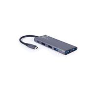 Gembird A-CM-COMBO3-01 Adaptateur USB-C vers Dual HDMI 4K 30Hz, 3x USB-A 3.2 Gen 1, 1x USB-C 3.2 Gen 1, Gigabit LAN, Métal