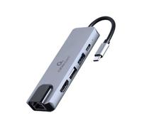 Gembird A-CM-COMBO5-04 station d'accueil Avec fil USB 3.2 Gen 1 (3.1 Gen 1) Type-C Argent