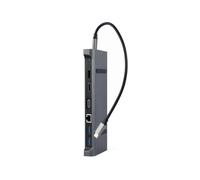 Gembird A-CM-COMBO9-02 Adaptateur multiport USB-C 9-en-1: Hub USB 3.2 Gen 1, HDMI 4K 30Hz, DisplayPort 4K 30Hz, VGA, LAN Gigabit, Audio, Power Delivery 87W
