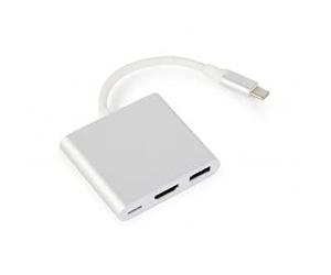 Gembird A-CM-HDMIF-02-SV INTERFAZ DE Cable/ADAPTADOR DE GÉNERO USB-C/USB-C HDMI/USB-A Silver