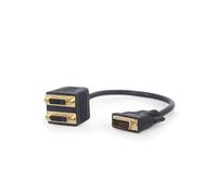 Gembird A-DVI-2DVI-01 : Adaptateur câble DVI-D Femelle vers DVI-D Mâle, 0.3m, Noir, Support 1080p, 2 ports DVI-D Femelle vers 1 port DVI-D Mâle