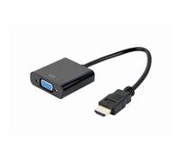 Gembird Adaptateur HDMI/VGA A-HDMI-VGA-04 – HDMI, VGA, connecteurs mâle/femelle, 15 m, Noir