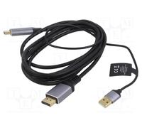 Cablexpert - Câble adaptateur - USB, DisplayPort mâle pour HDMI mâle - 2 m - noir