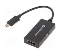 Cablexpert A-Mhl-003 - Adaptateur Audio/Vidéo - Micro-Usb À 11 Broches Mâle Pour Hdmi, Micro-Usb De Type B (Alimentation Uniquement) Femelle - 16 Cm
