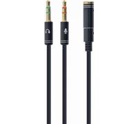 Gembird !Adaptateur audio stéréo 3.5mm mini Jack/4PIN/ Câble audio 0,2 m 2 x 3.5mm noir (CCA-418M)