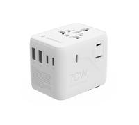 Gembird Adaptateur Universel de Voyage 70W - Compact et à Charge Rapide, idéal pour Smartphone, Tablette et appareils USB, Blanc