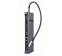 Gembird Adaptateur USB‑C 9-en-1 Multiport - USB 3.2, HDMI, DisplayPort, VGA, charge PD, LAN, audio