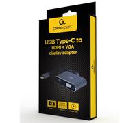 Gembird Adaptateur USB-C vers HDMI + VGA - Compatible avec PC, MacBook, Tablet et Smartphone - Space Grey