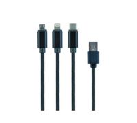 Gembird CC-USB2-AM31-1M : Câble USB 2.0 vers 3 Connecteurs Mâles 1m, Connecteur A Mâle, Compatible Charge Multi-Appareils, RoHS