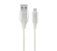 Gembird Câble USB CC-USB2B-AMMBM-1M-BW2 USB 2.0 Micro-USB B vers USB A Argent/Blanc