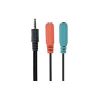 Gembird CCA-417 Adaptateur Audio 3.5mm Femelle vers Double 3.5mm Mâle Noir - Câble 0.2m, Contacts Argent, Compatible RoHS