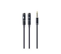 Gembird CCA-417M Adaptateur Audio & Micro 3.5mm Femelle vers 2x 3.5mm Mâle, 0.2m, Contacts Or, RoHS, Noir