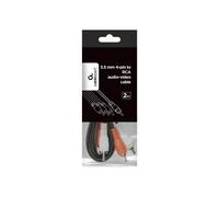 Gembird CCA-4P2R-2M Câble Audio/Vidéo 3.5mm Mâle vers 3x RCA Mâle 2m, Noir, Compatible Satellite et Audio/Vidéo