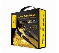 Gembird CCBP-HDMID-AOC-50M : Câble Optique Actif HDMI 2.0 (AOC) 50m, 4K UHD 60Hz, Connecteurs HDMI-A/HDMI-D plaqués or, Fibre Optique, HDCP 1.4/2.2.