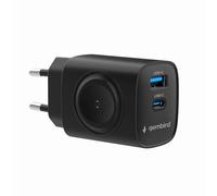 Gembird Chargeur 2 en 1 pour iPhone, iPad et Apple Watch - Chargeur Rapide 20 W, Compact et Efficace, Noir