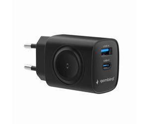 Gembird Chargeur 2 en 1 pour iPhone, iPad et Apple Watch - Chargeur Rapide 20 W, Compact et Efficace, Noir