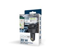 Gembird Chargeur Auto USB 30W Power Delivery & Quick Charge 3.0 avec LCD (1x USB-A, 1x USB-C), 12-24V, Protection Surtension/Court-circuit