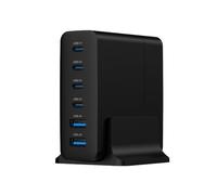 Gembird Chargeur Rapide 6 Ports 75W GaN USB-PD - Noir